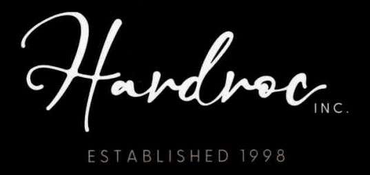 Hardroc Inc. logo, Established 1998 in cursive script